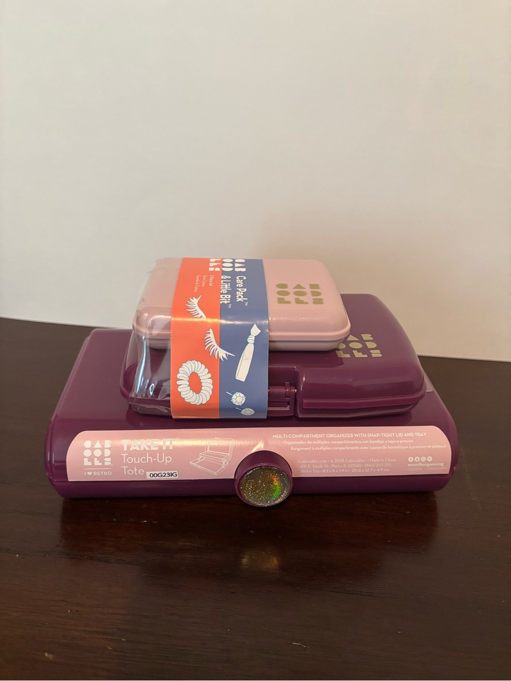 Caboodles Purple & Pink 3 piece storage Cases